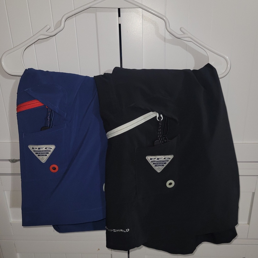 2 pairs Columbia PFG Mens Blood and Guts III Fishing Shorts Blue 42 Carbon Blue
